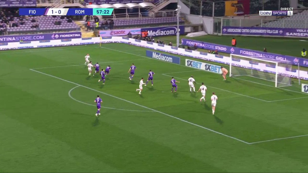Fiorentina 1-[1] Roma - Houssem Aouar 58'