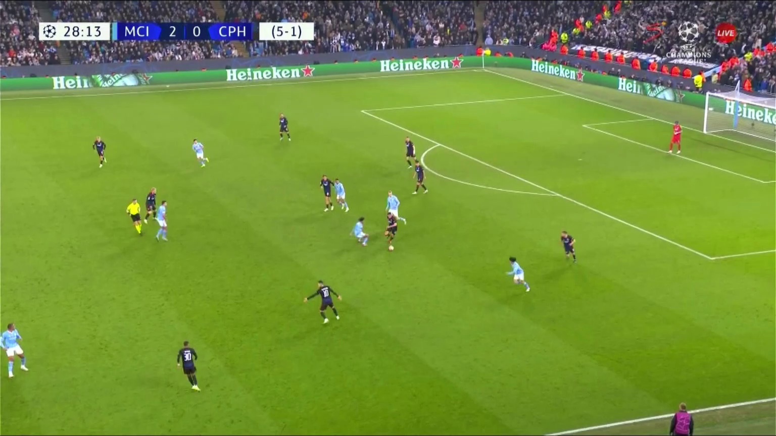 Manchester City 2 - [1] FC Copenhagen - Mohamed Elyounoussi 29â€Ž'â€Ž [5 - 2 on agg.]