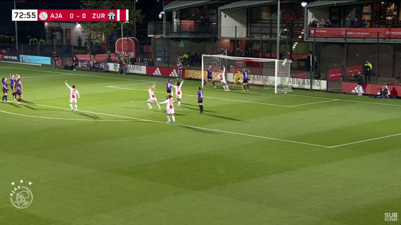 Ajax W 1-0 Zurich W [7-0 on agg.] - Romee Leuchter 73'